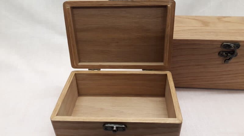 Stack of handcrafted pine storage boxes